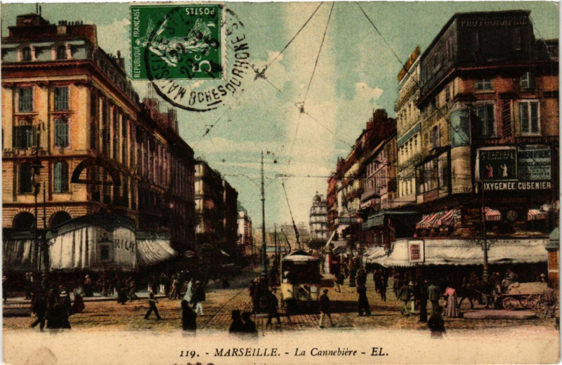 Carte postale ancienne Marseille La Cannebiere à Marseille