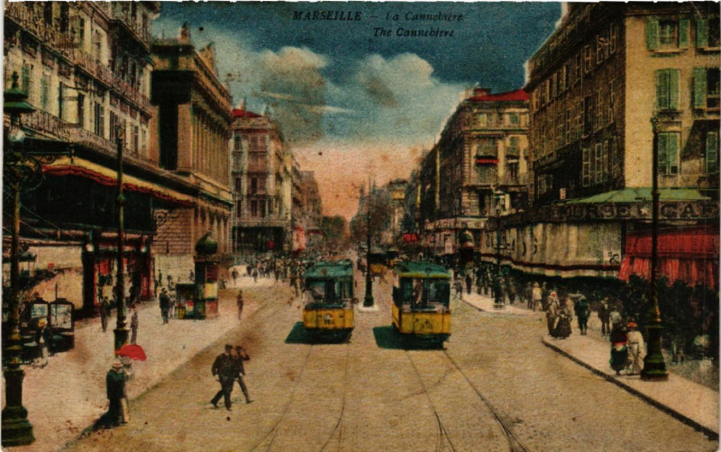 Carte postale ancienne Marseille La Cannebiere à Marseille
