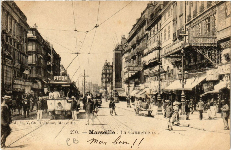 Carte postale ancienne Marseille La Cannebiere à Marseille