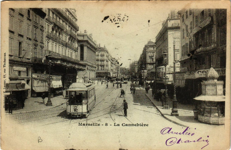 Carte postale ancienne Marseille La Cannebiere à Marseille