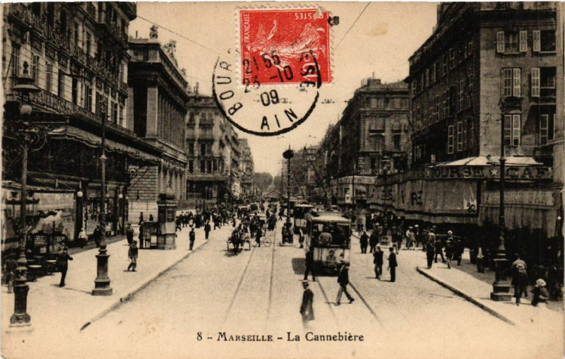Carte postale ancienne Marseille La Cannebiere à Marseille