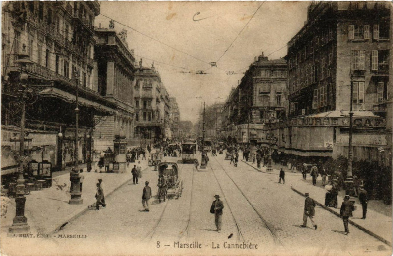 Carte postale ancienne Marseille La Cannebiere à Marseille