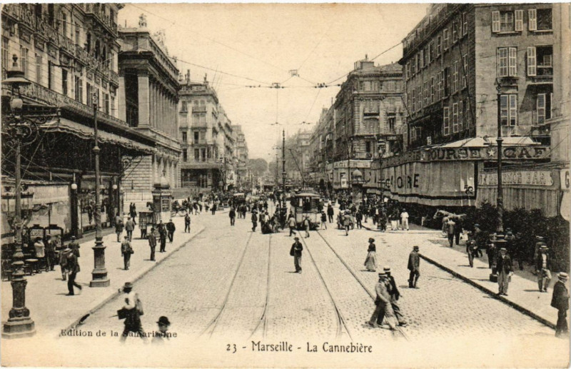 Carte postale ancienne Marseille La Cannebiere à Marseille