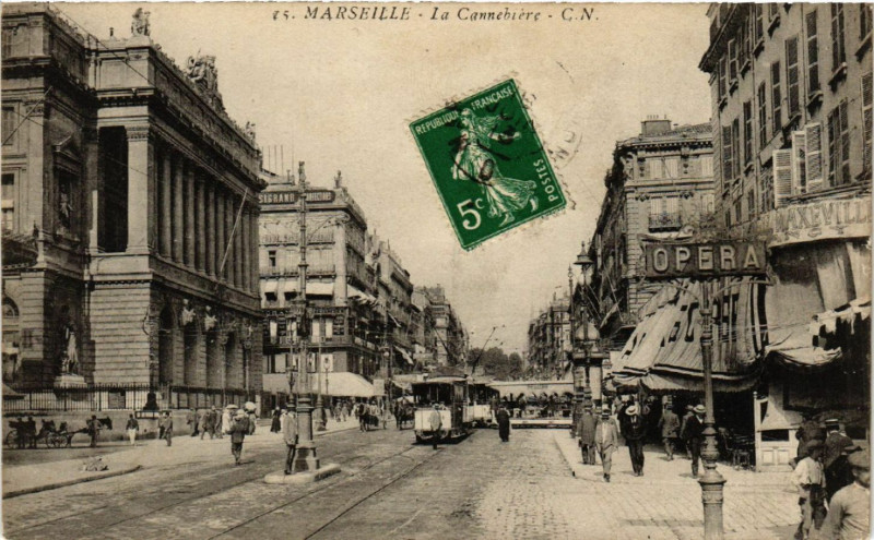 Carte postale ancienne Marseille La Cannebiere à Marseille