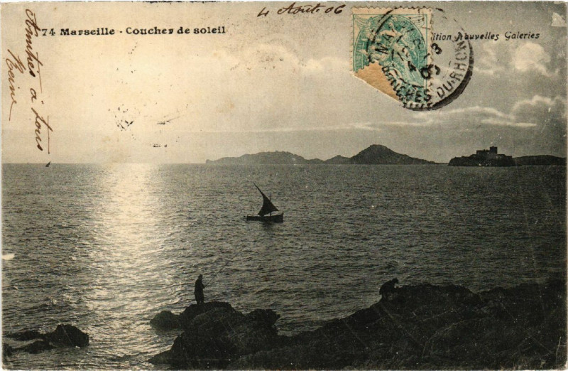 Carte postale ancienne Marseille Coucher de soleil à Marseille