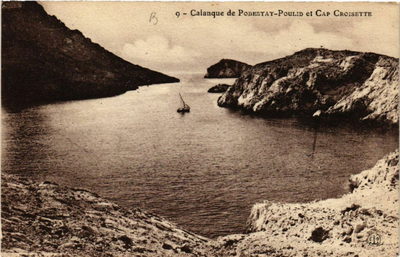 Carte postale ancienne Calanque de Podestat Poulid et Cap Croisette