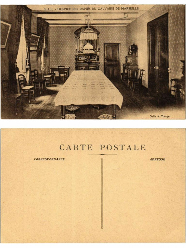 Carte postale ancienne S.A.P. Hospice des Dames du Calvaire de Marseille Salle a Manger ` à Marseille