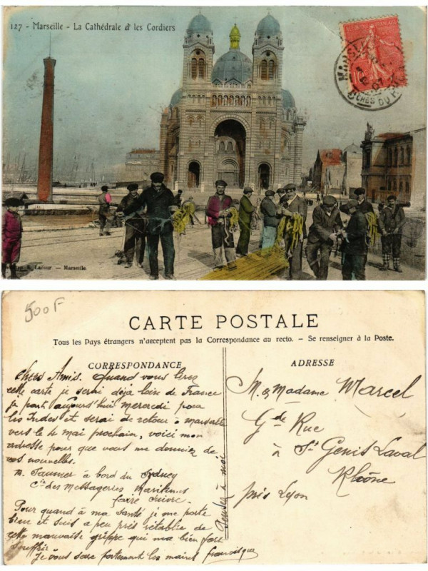 Carte postale ancienne 127 - Marseille - La Cathedrale et les Cordiers à Marseille