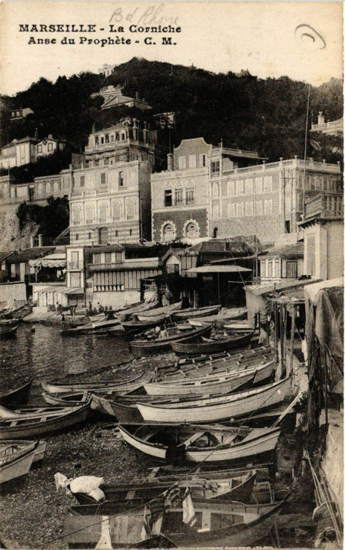Carte postale ancienne Marseille La Corniche-Anse du Prophete à Marseille