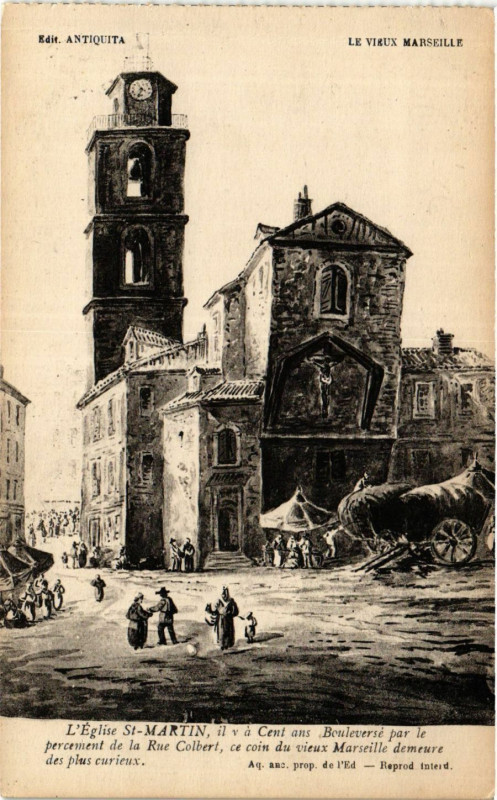 Carte postale ancienne Marseille L'Eglise St-Martin à Marseille