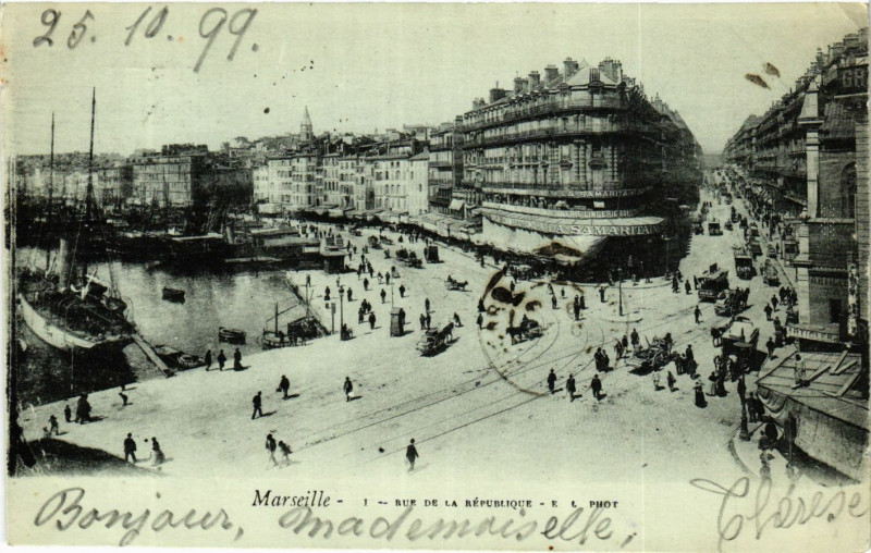 Carte postale ancienne Marseille Rue de la Republique à Marseille