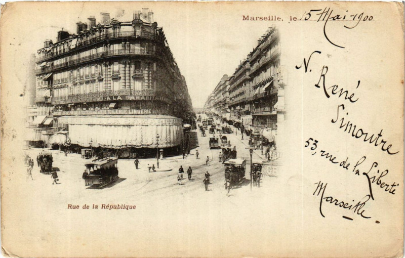 Carte postale ancienne Marseille Rue de la Republique à Marseille