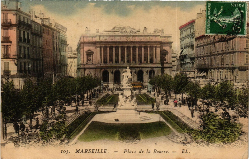 Carte postale ancienne Marseille Place de la Bourse à Marseille