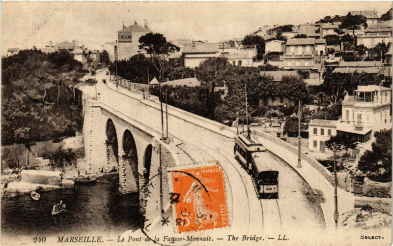 Carte postale ancienne Marseille Le Pont de la Fausse Monnaie à Marseille