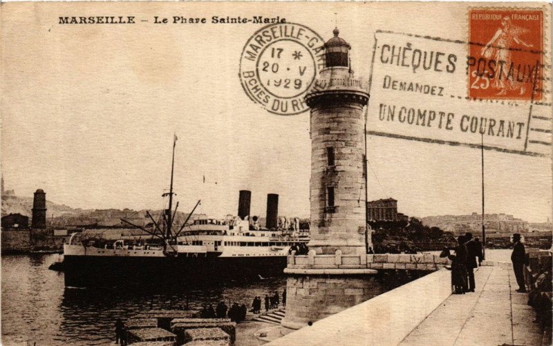 Carte postale ancienne Marseille Le Phare Ste-Marie à Marseille