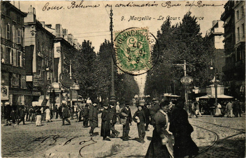 Carte postale ancienne Marseille Le Cours Belsunce à Marseille