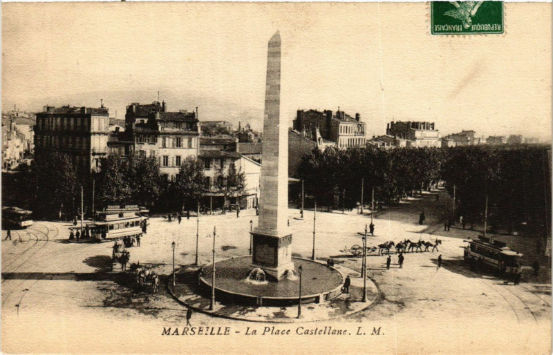 Carte postale ancienne Marseille La Place Castellane à Marseille