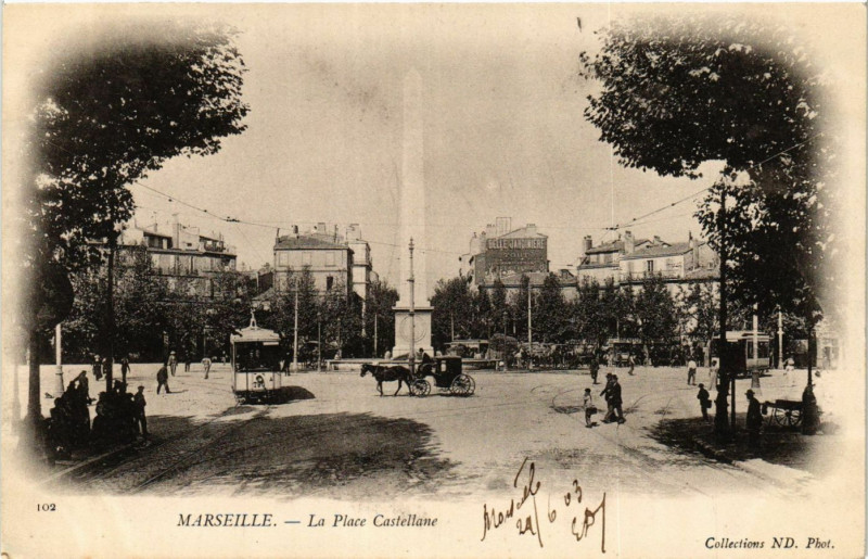 Carte postale ancienne Marseille La Place Castellane à Marseille