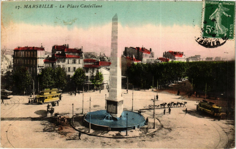 Carte postale ancienne Marseille La Place Castellane à Marseille