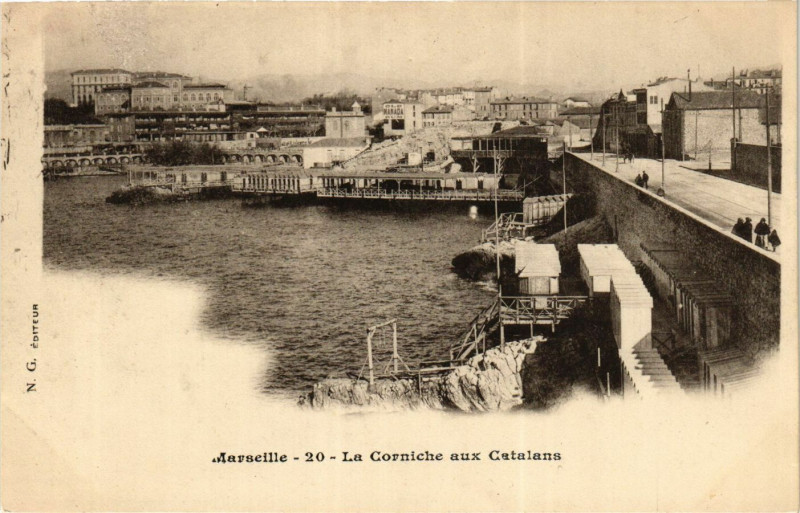 Carte postale ancienne Marseille La Corniche aux Catalans à Marseille