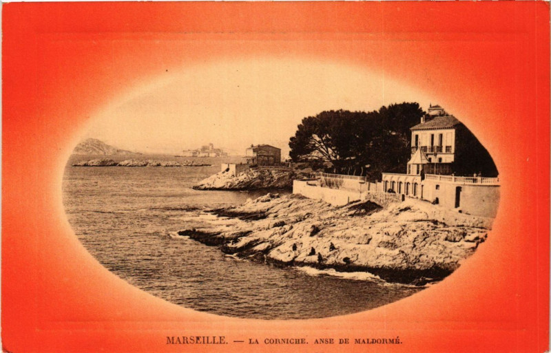 Carte postale ancienne Marseille La Corniche anse de Maldorme à Marseille