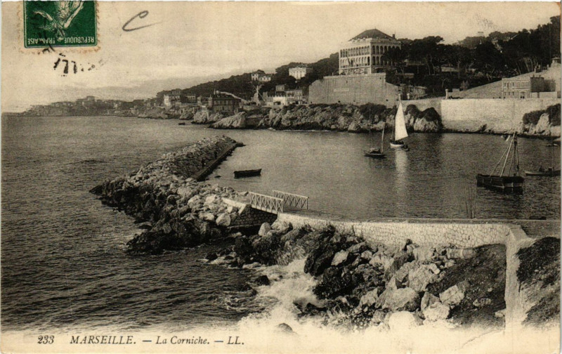 Carte postale ancienne Marseille La Corniche à Marseille