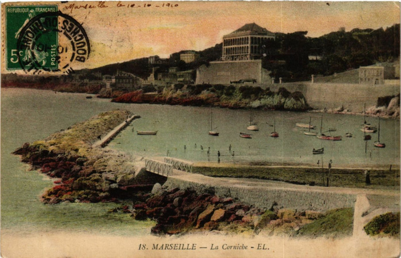 Carte postale ancienne Marseille La Corniche à Marseille