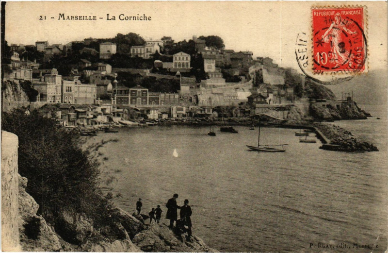 Carte postale ancienne Marseille La Corniche à Marseille