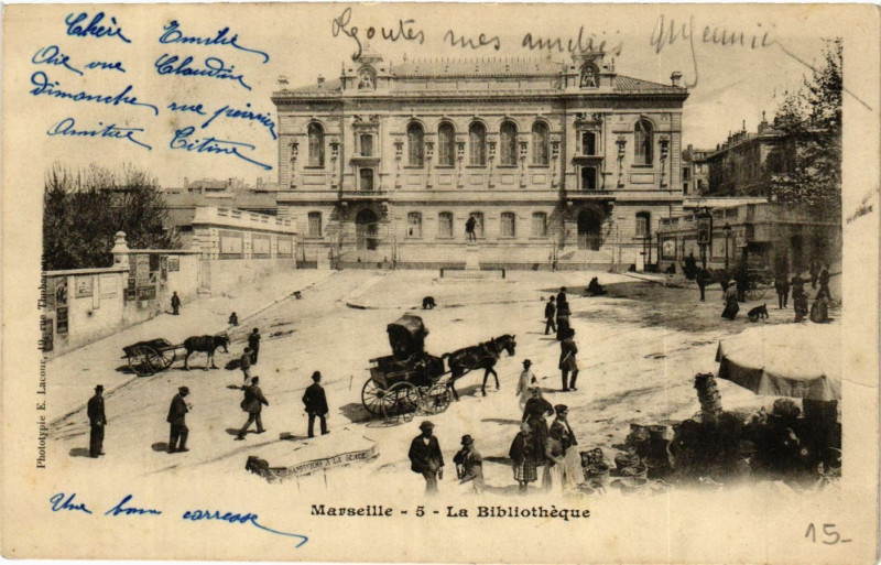Carte postale ancienne Marseille la Bibliotheque à Marseille