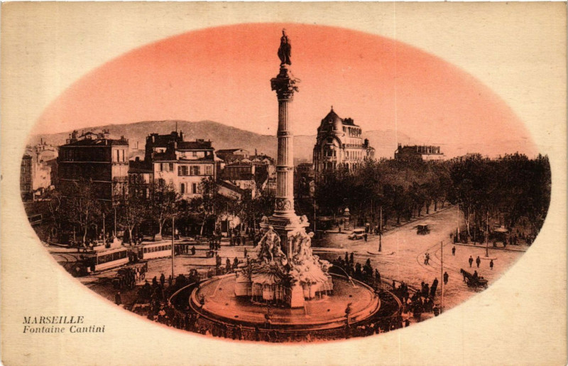 Carte postale ancienne Marseille Fontaine Cantini à Marseille