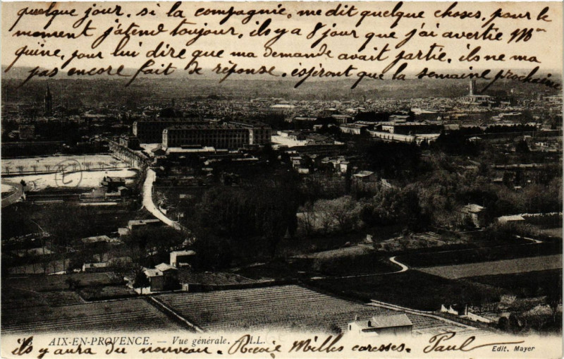 Carte postale ancienne Aix-en-Provence Vue générale à Aix-en-Provence