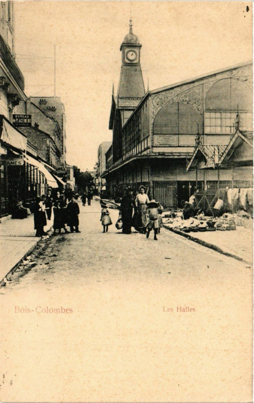 Carte postale ancienne Bois-Colombes Les Halles à Bois-Colombes