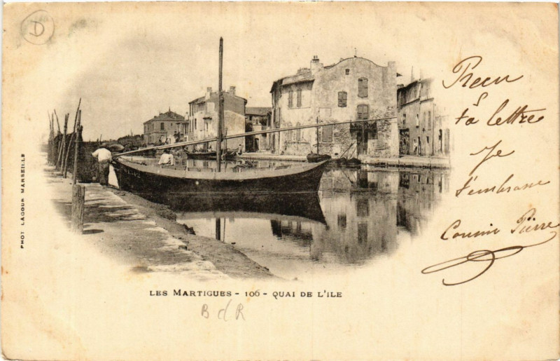 Carte postale ancienne Martigues Quai de l'Ile à Martigues