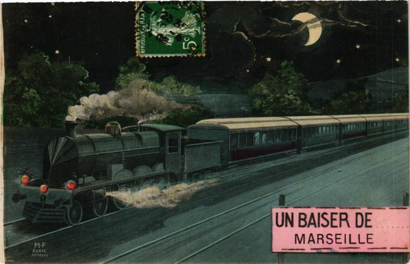 Carte postale ancienne Marseille Un Baiser de Marseille à Marseille