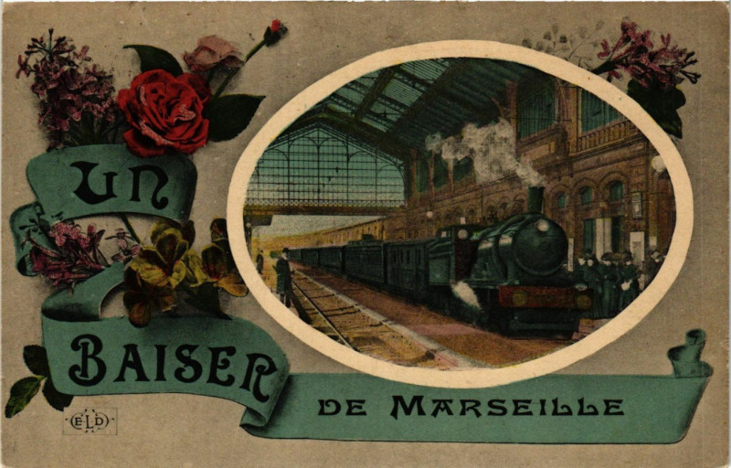 Carte postale ancienne Marseille Un Baiser de Marseille à Marseille