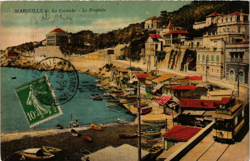 Carte postale ancienne Marseille La Corniche-Le Prophete à Marseille