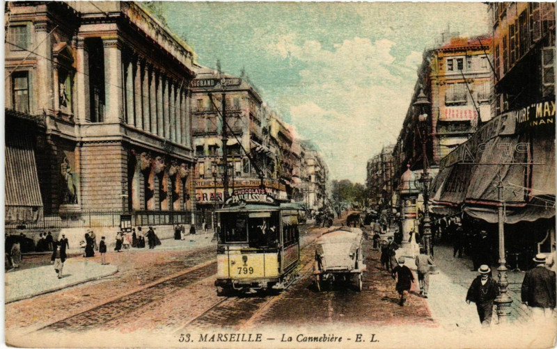 Carte postale ancienne Marseille La Cannebiere à Marseille