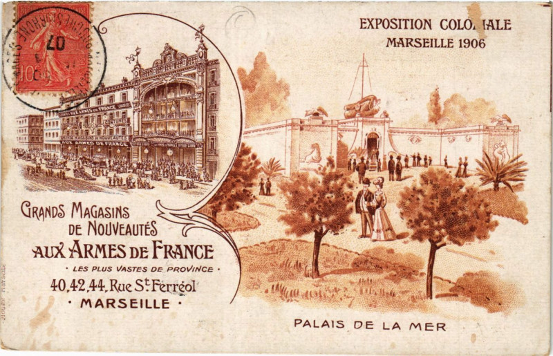 Carte postale ancienne Marseille Expo Coloniale-Palais de la Mer à Marseille