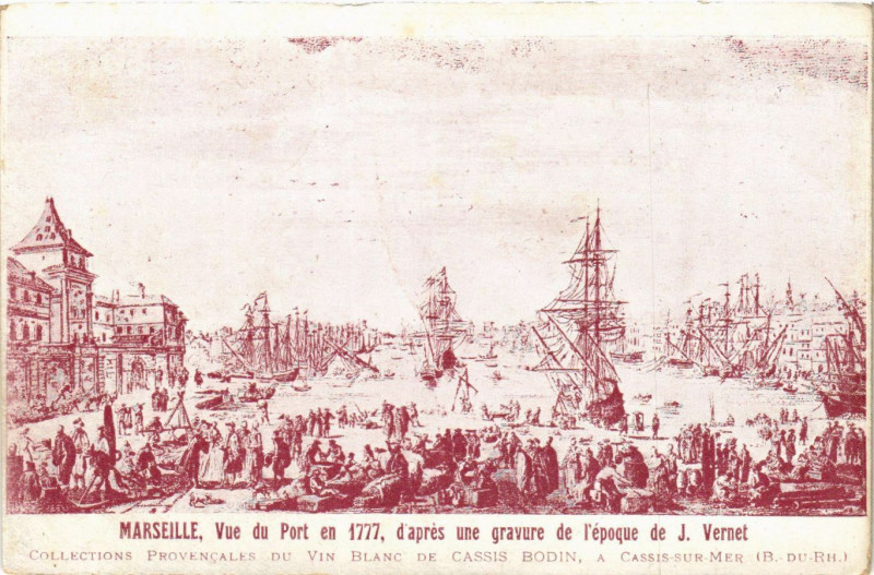 Carte postale ancienne Marseille Vue du Port en 1777,d'apres une gravure de l'epoque à Marseille