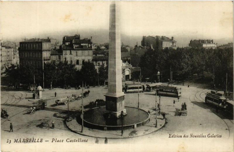 Carte postale ancienne Marseille Place Castellane à Marseille
