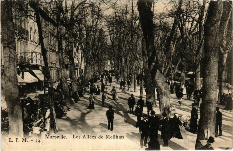 Carte postale ancienne Marseille Les Allees de Meilhan à Marseille