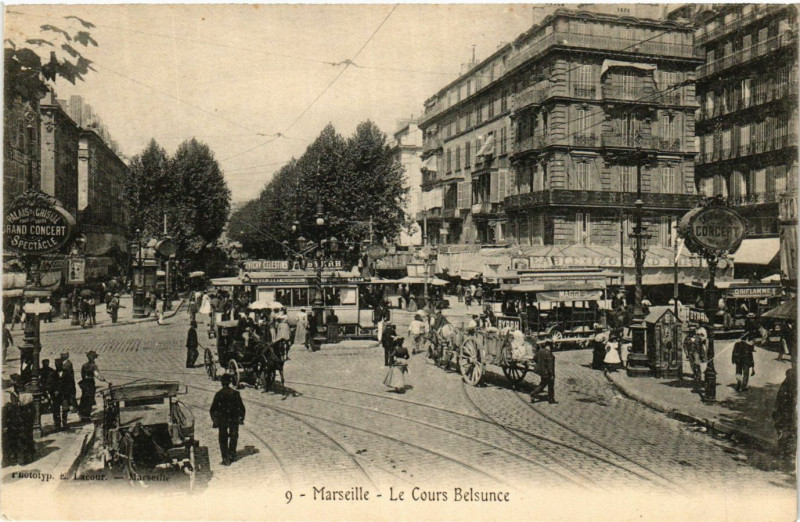 Carte postale ancienne Marseille Le Cours Belsunce à Marseille