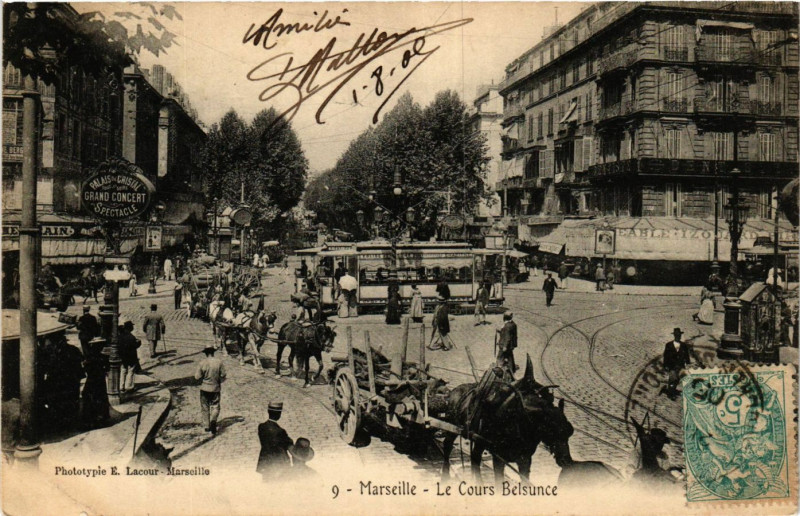 Carte postale ancienne Marseille Le Cours Belsunce à Marseille