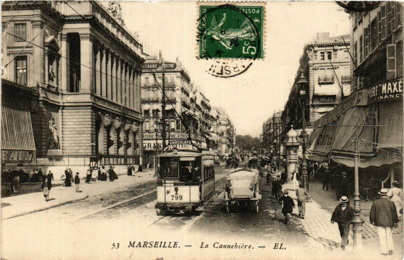 Carte postale ancienne Marseille La Cannebiere à Marseille