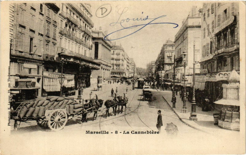 Carte postale ancienne Marseille La Cannebiere à Marseille