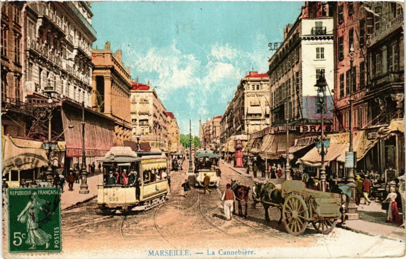 Carte postale ancienne Marseille La Cannebiere à Marseille