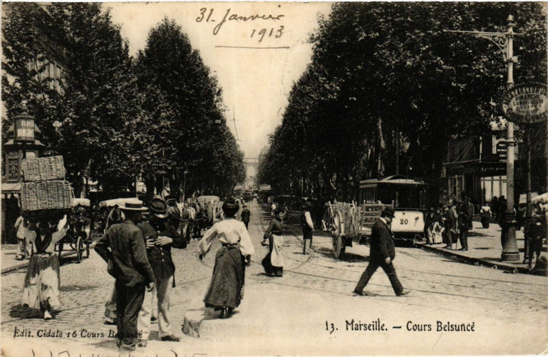 Carte postale ancienne Marseille Cours Belsunce à Marseille
