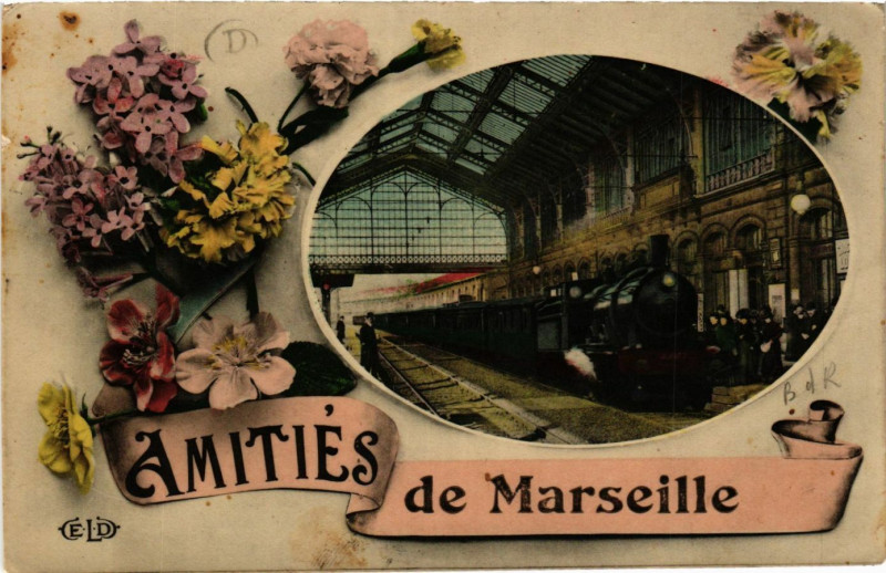 Carte postale ancienne Marseille Amities de Marseille à Marseille