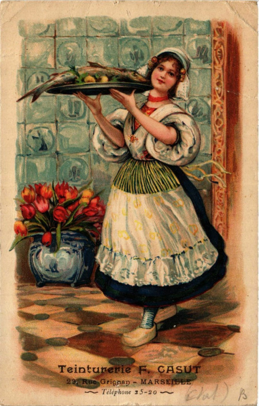 Carte postale ancienne Marseille Teinturerie F. Casut à Marseille