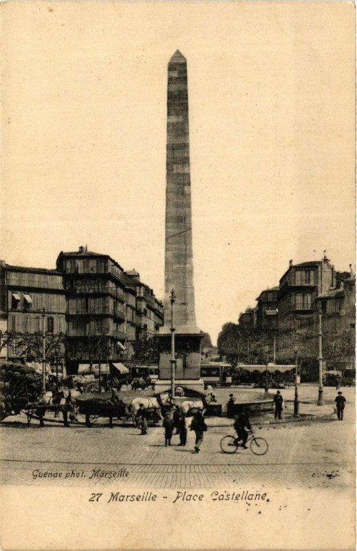Carte postale ancienne Marseille Place Castellane à Marseille